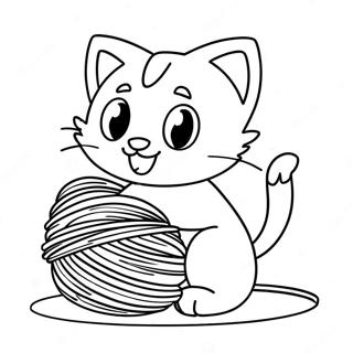 Cute Litten Playing With Yarn Coloring Page 42984-34330