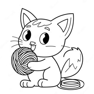 Cute Litten Playing With Yarn Coloring Page 42984-34331