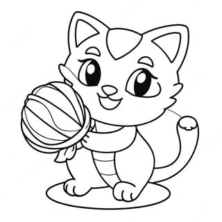 Cute Litten Playing With Yarn Coloring Page 42984-34332