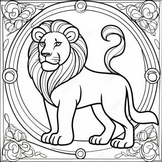 Majestic Lion Stained Glass Coloring Page 42994-34338