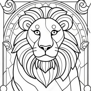 Majestic Lion Stained Glass Coloring Page 42994-34339