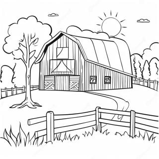 Realistic Barn Landscape Coloring Page 43023-34353