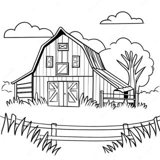 Realistic Barn Landscape Coloring Page 43023-34356