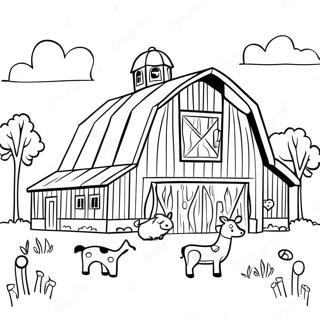 Rustic Barn With Animals Coloring Page 43024-34357