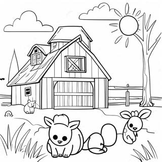 Rustic Barn With Animals Coloring Page 43024-34359