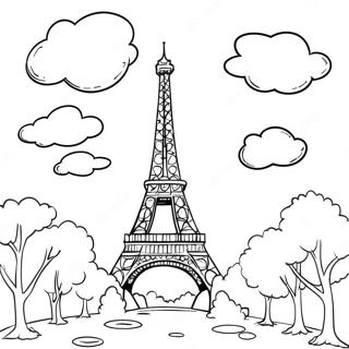 Eiffel Tower At Sunset Coloring Page 43034-34370