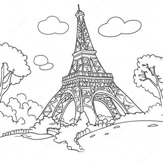 Eiffel Tower At Sunset Coloring Page 43034-34371