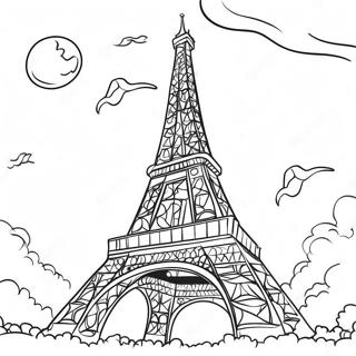 Eiffel Tower At Sunset Coloring Page 43034-34372