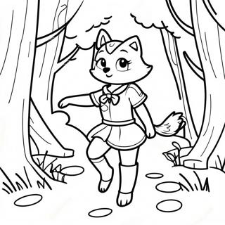 Adventurous Fox Anime Girl In Forest Coloring Page 43054-34382