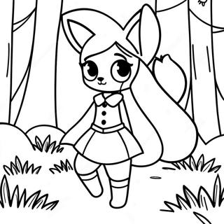 Adventurous Fox Anime Girl In Forest Coloring Page 43054-34383