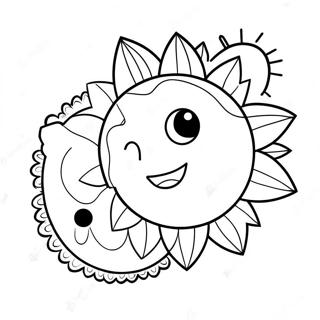 Hippie Sun And Moon Coloring Page 43063-34386