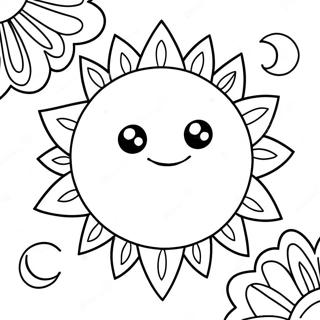 Hippie Sun And Moon Coloring Page 43063-34387