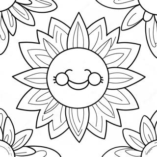 Colorful Hippie Sun With Flowers Coloring Page 43064-34394