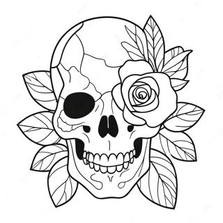 Rose Skull Coloring Page 4306-3554