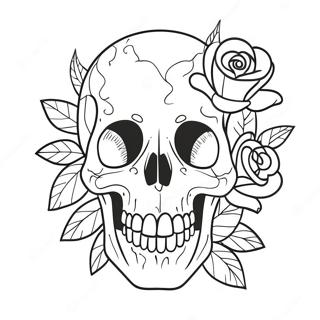 Rose Skull Coloring Page 4306-3555