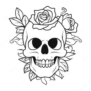 Gothic Rose Skull Coloring Page 4307-3565