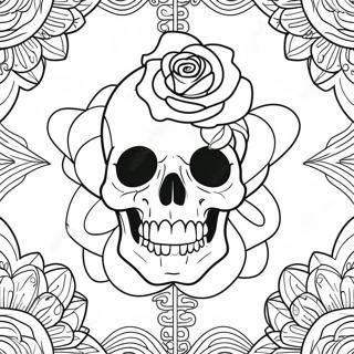 Gothic Rose Skull Coloring Page 4307-3566