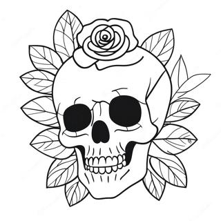 Gothic Rose Skull Coloring Page 4307-3568