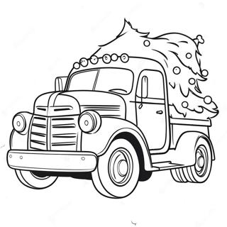 Festive Christmas Truck With Tree Coloring Page 43114-34438