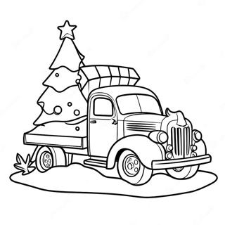 Festive Christmas Truck With Tree Coloring Page 43114-34439