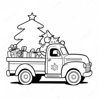 Festive Christmas Truck With Tree Coloring Page 43114-34440