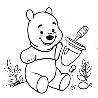 Winnie The Pooh With Honey Pot Coloring Page 43143-34460