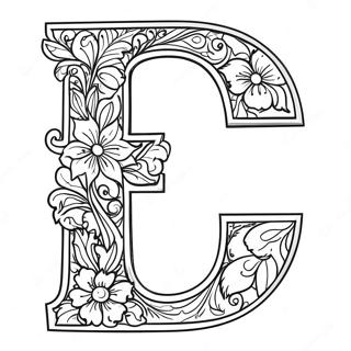 Elegant Letter E Coloring Page 4317-3579