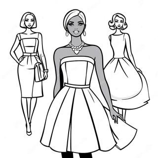 Elegant Black Barbie Fashion Coloring Page 43204-34503