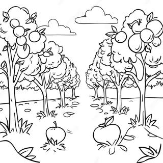 Sunny Apple Orchard Scene Coloring Page 43214-34514