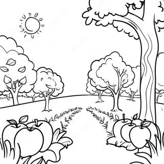 Sunny Apple Orchard Scene Coloring Page 43214-34515