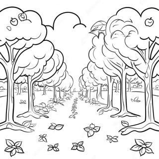 Sunny Apple Orchard Scene Coloring Page 43214-34516