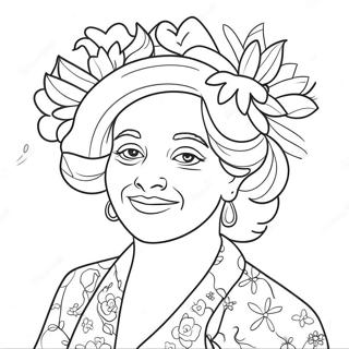 Aunt With Colorful Flowers Coloring Page 43233-34533