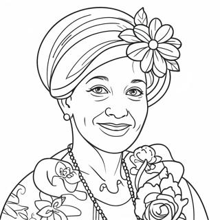 Aunt With Colorful Flowers Coloring Page 43233-34534