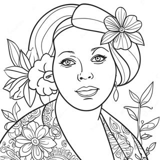 Aunt With Colorful Flowers Coloring Page 43233-34535