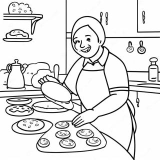 Funny Aunt Baking Cookies Coloring Page 43234-34521