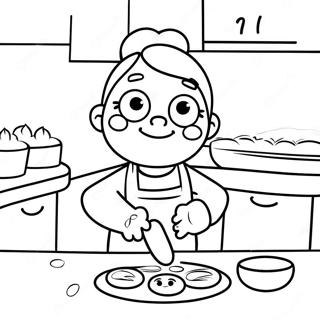 Funny Aunt Baking Cookies Coloring Page 43234-34522