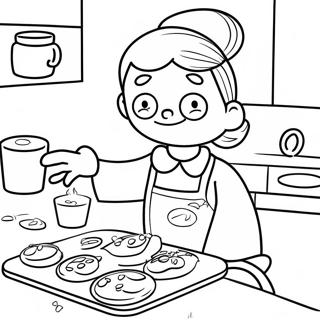 Funny Aunt Baking Cookies Coloring Page 43234-34523