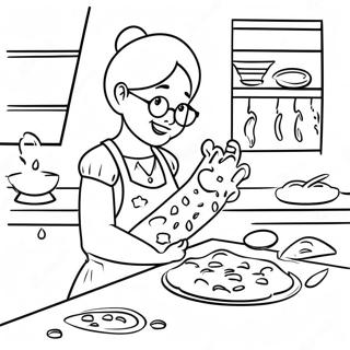 Funny Aunt Baking Cookies Coloring Page 43234-34524