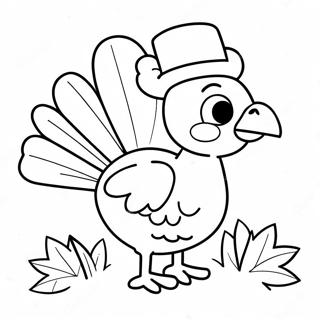 Cute Cartoon Turkey With Hunter Coloring Page 43274-34554