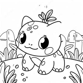 Cute Bulbasaur In A Garden Coloring Page 4327-3573