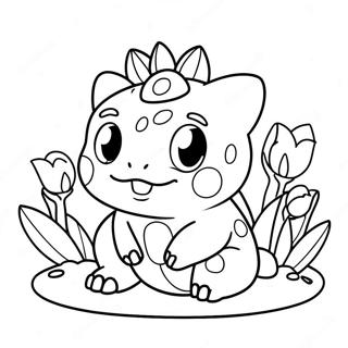 Cute Bulbasaur In A Garden Coloring Page 4327-3574