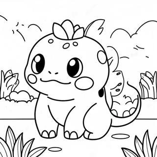 Cute Bulbasaur In A Garden Coloring Page 4327-3575