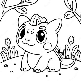 Cute Bulbasaur In A Garden Coloring Page 4327-3576