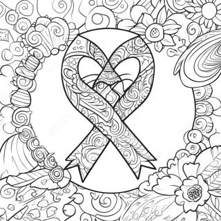 Breast Health Awareness Ribbon Coloring Page 43303-34579