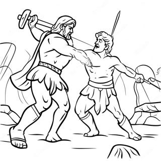 Brave David Defeating Goliath Coloring Page 43314-34585