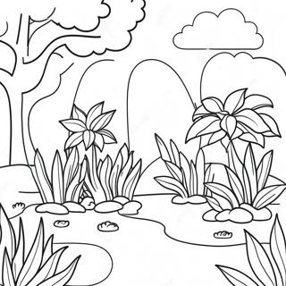 Colorful Garden With Growing Plants Coloring Page 43324-34594