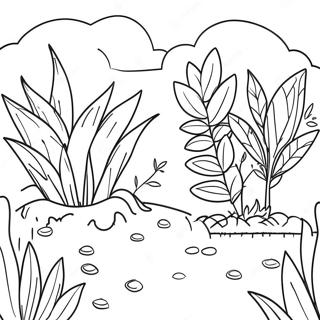 Colorful Garden With Growing Plants Coloring Page 43324-34596