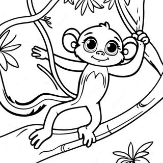 Spider Monkey Swinging In Trees Coloring Page 43333-34602