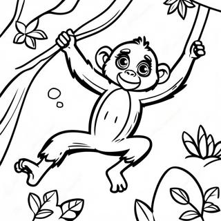 Spider Monkey Swinging In Trees Coloring Page 43333-34603