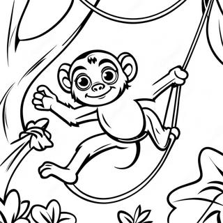 Spider Monkey Swinging In Trees Coloring Page 43333-34604